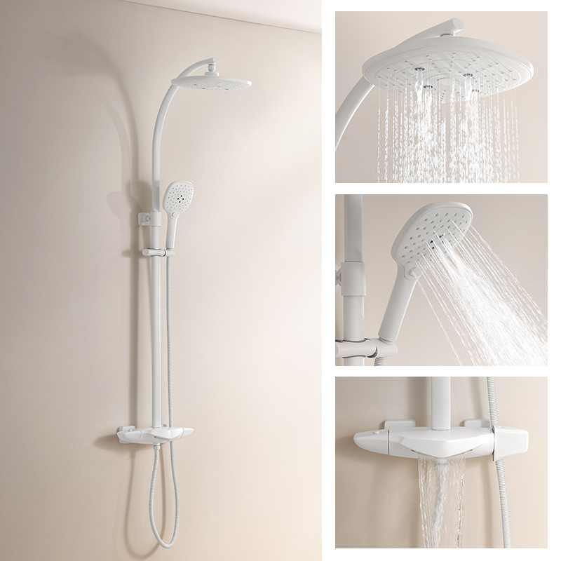 Conjunto de ducha Conjuntos de cortina de ducha montados en la pared del baño con cabezal de ducha de lluvia funcional