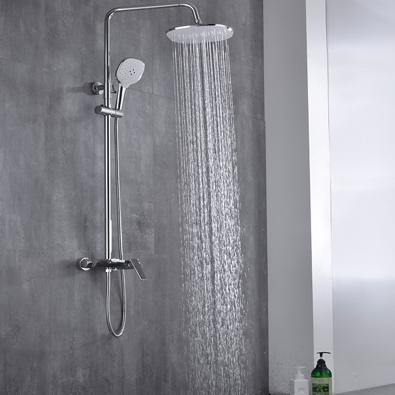 Juego de ducha para baño OUBAO, juego de grifos de ducha de lujo con una sola manija montado en la pared