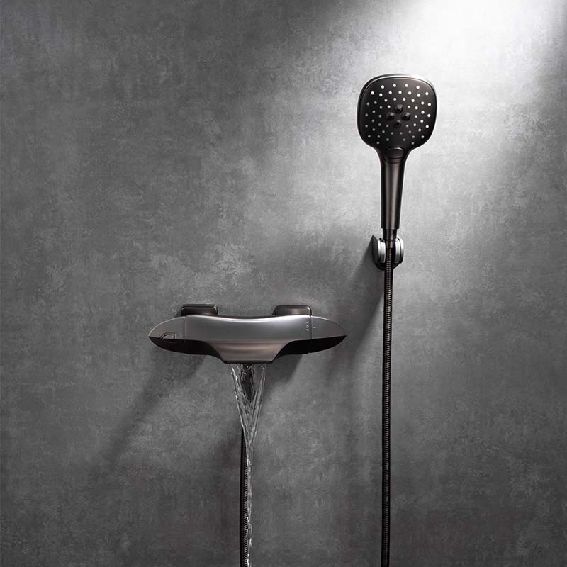 Grifo de ducha de bañera con ducha de mano de 3 funciones y grifo de cascada en bronce de cañón