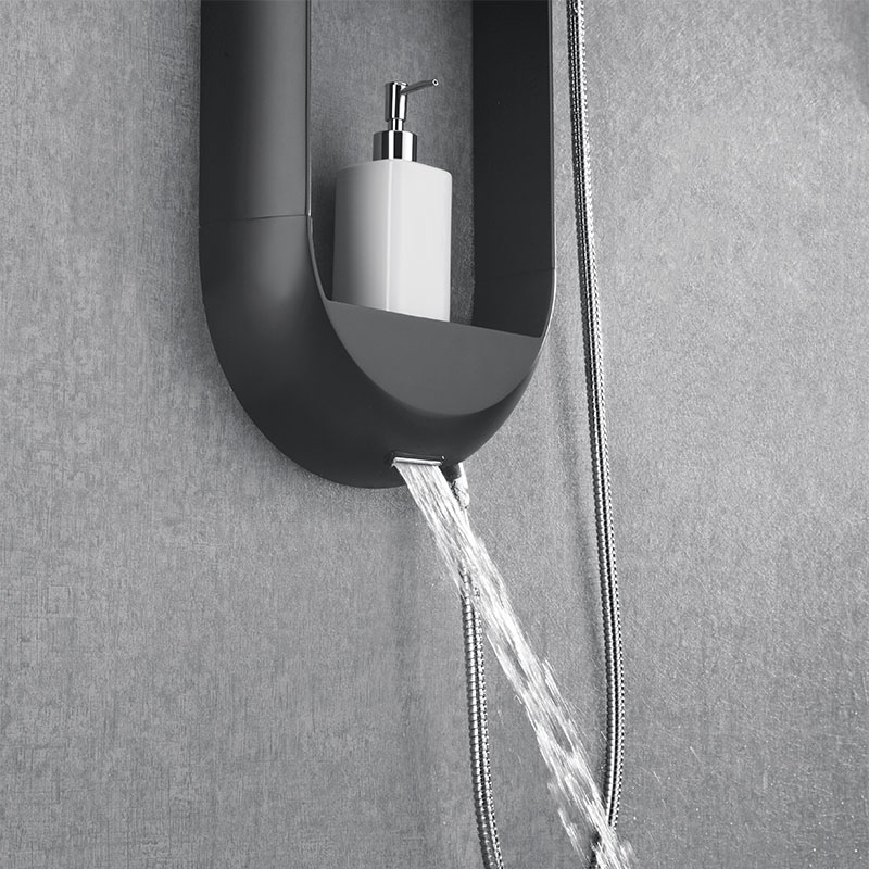 Grifo de ducha negro OUBAO, grifos de ducha de agua de montaje en pared modernos multifunción