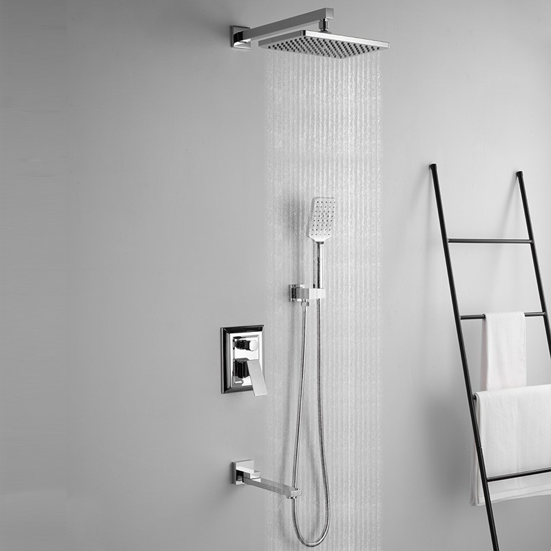 Sistemas de ducha con cerramiento con cabezal de ducha de lluvia y ducha de mano en cromo