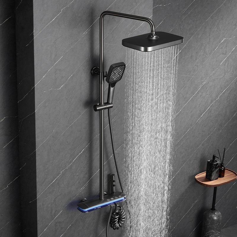 Sistema de ducha de baño con llave de piano Tiktok con cabezal de ducha de lluvia, pantalla LED de temperatura digital
