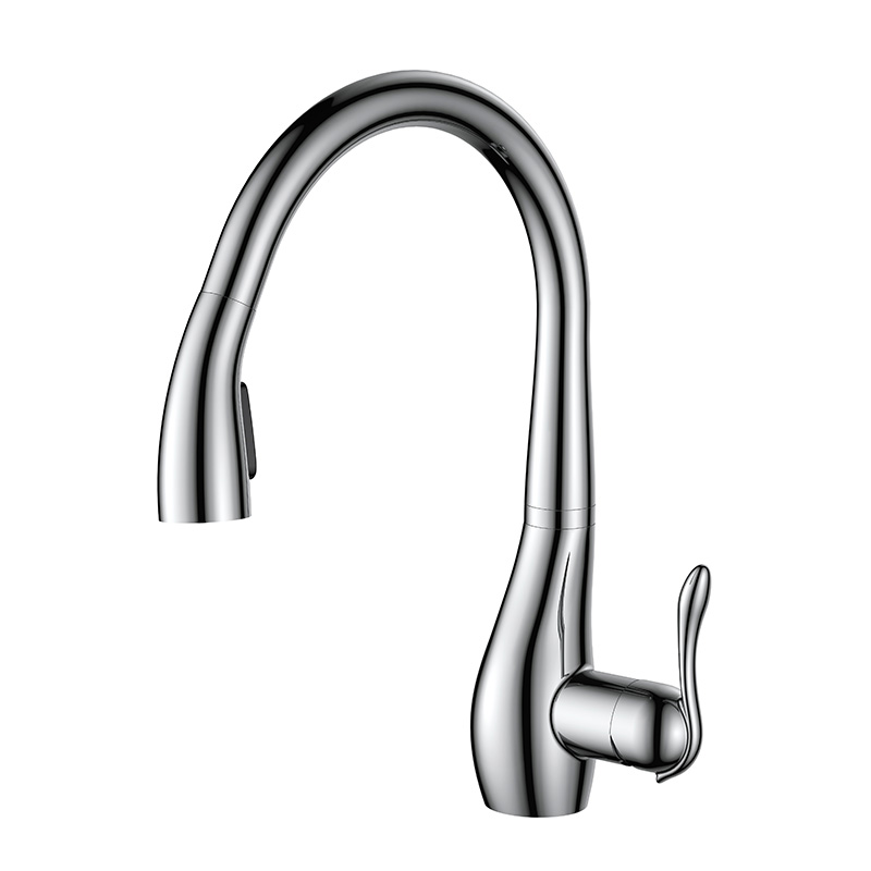 Modern single handle chrome kitchen mixer sink faucet with pull down sprayer kitchen faucet pull out