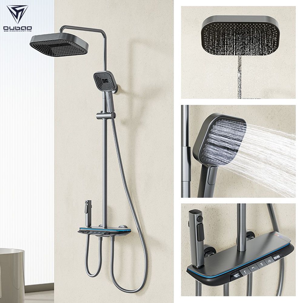 Contemporary Luxury Gold Hot Selling Design Solid Brass Rainfall Thermostatic Shower Set